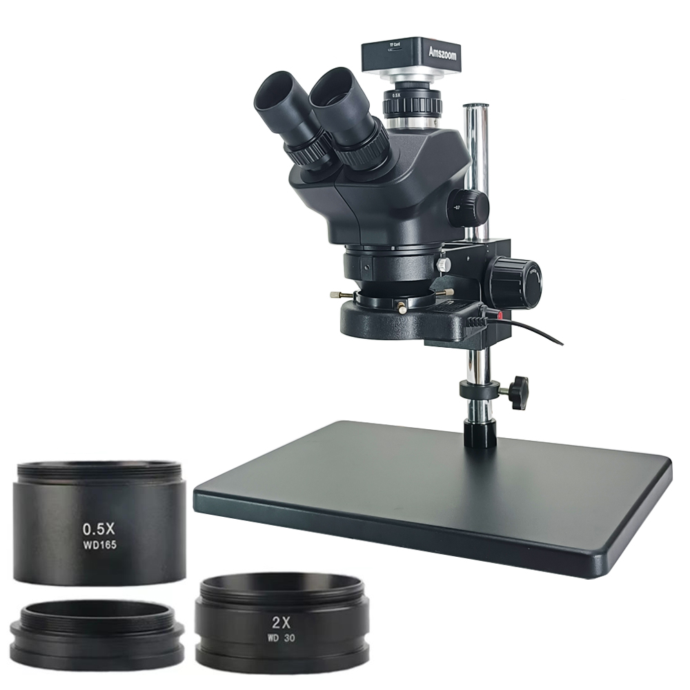 Stereo Trinocular Microscope Pcb - 3.5X-100X Simul Focal Trinocular Stereo Microscope