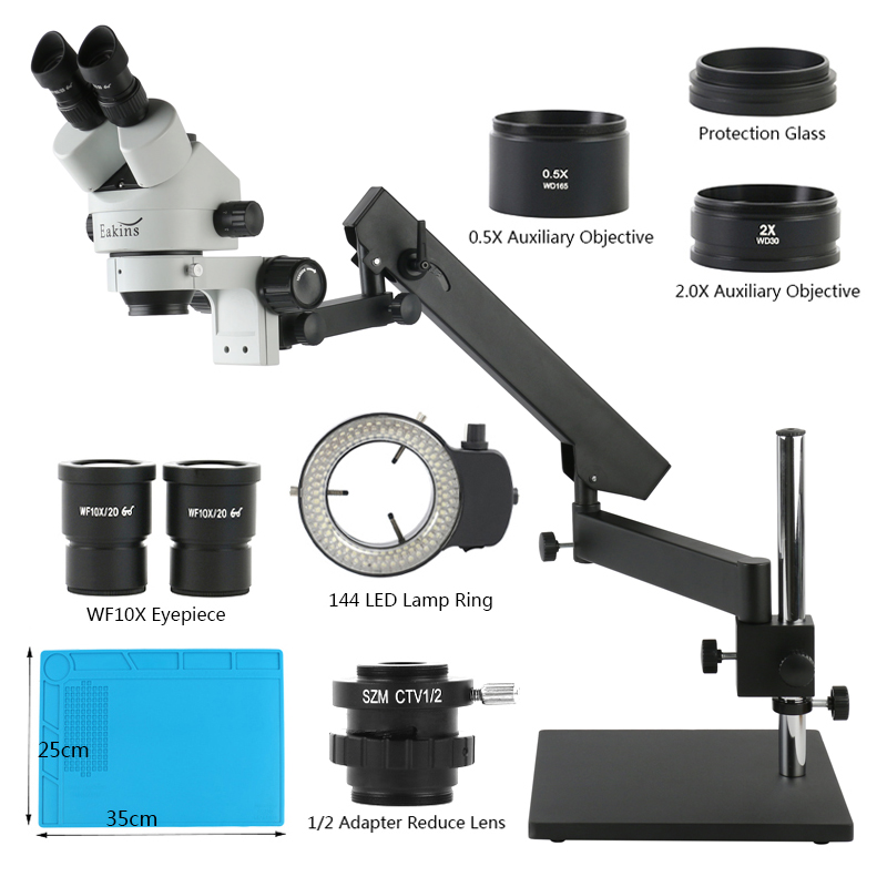 Stereo Trinocular Microscope Pcb - Articulating Arm Desktop Base Stand 3.5X-90X