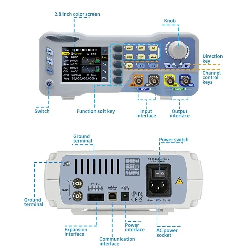 JDS8060 8080 Dual Channel Func - огляд і ціна Function Arbitrary Waveform Generator